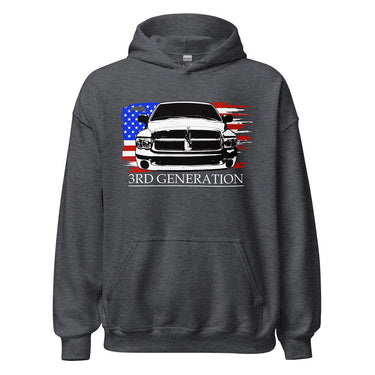 3rd Generation Dodge Ram American Flag Hoodie in grey